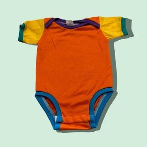 Vintage Like New Short Sleeve One Piece Orange Blue Purple Yellow Green